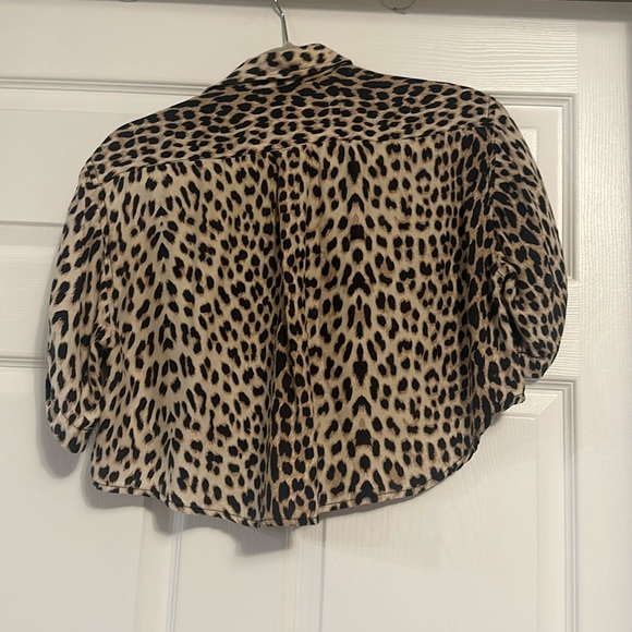 OAK leopard print silk cropped top, Sz Xsmall - Picture 5 of 8
